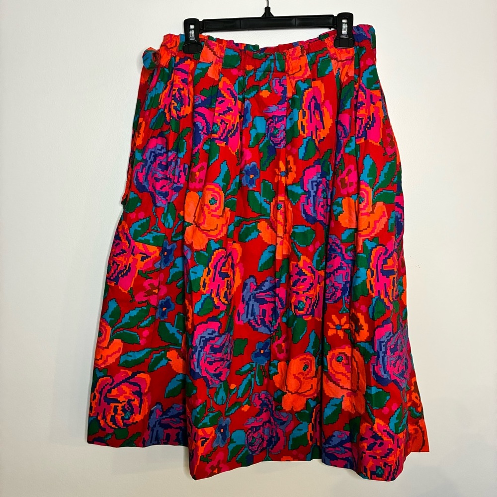 Vintage Perry Ellis cotton Floral Multicolor Women's Skirt - Picture 2 of 5